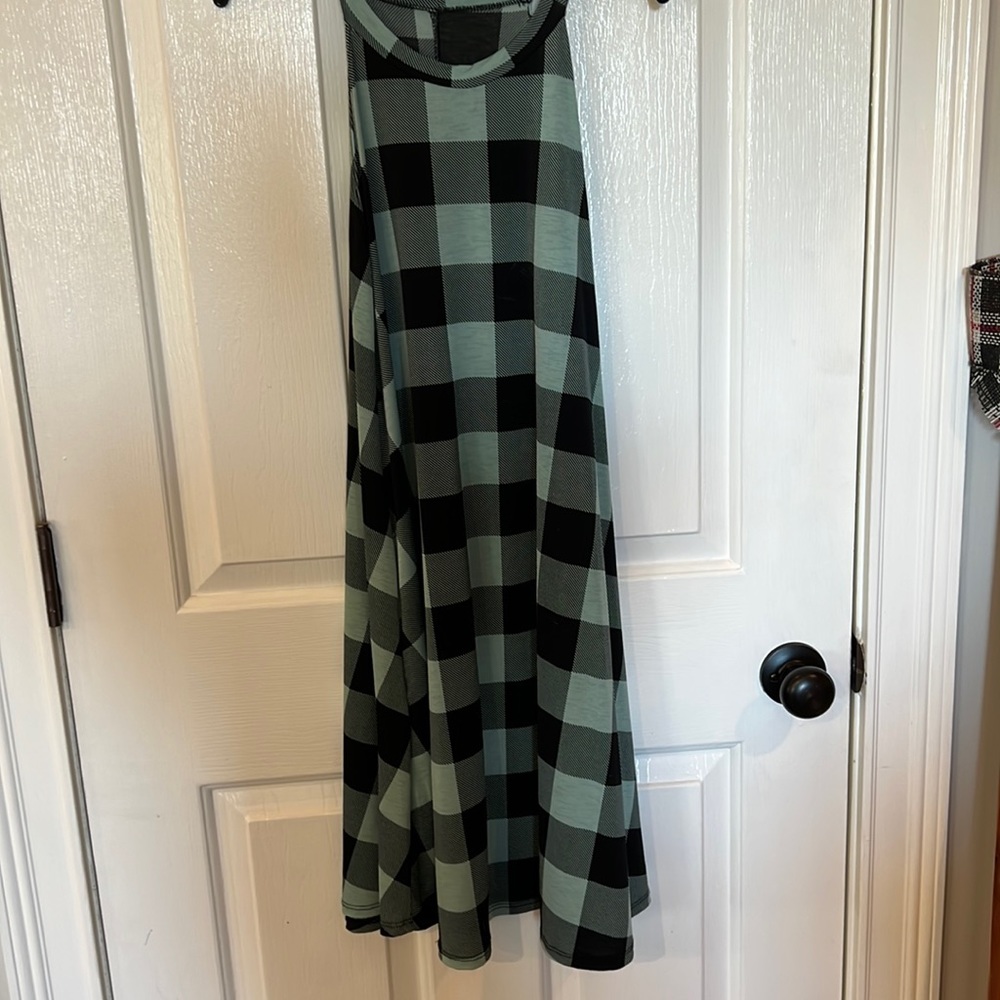 Green and black plaid tunic